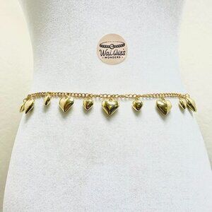 Gold heart bell chain belt
